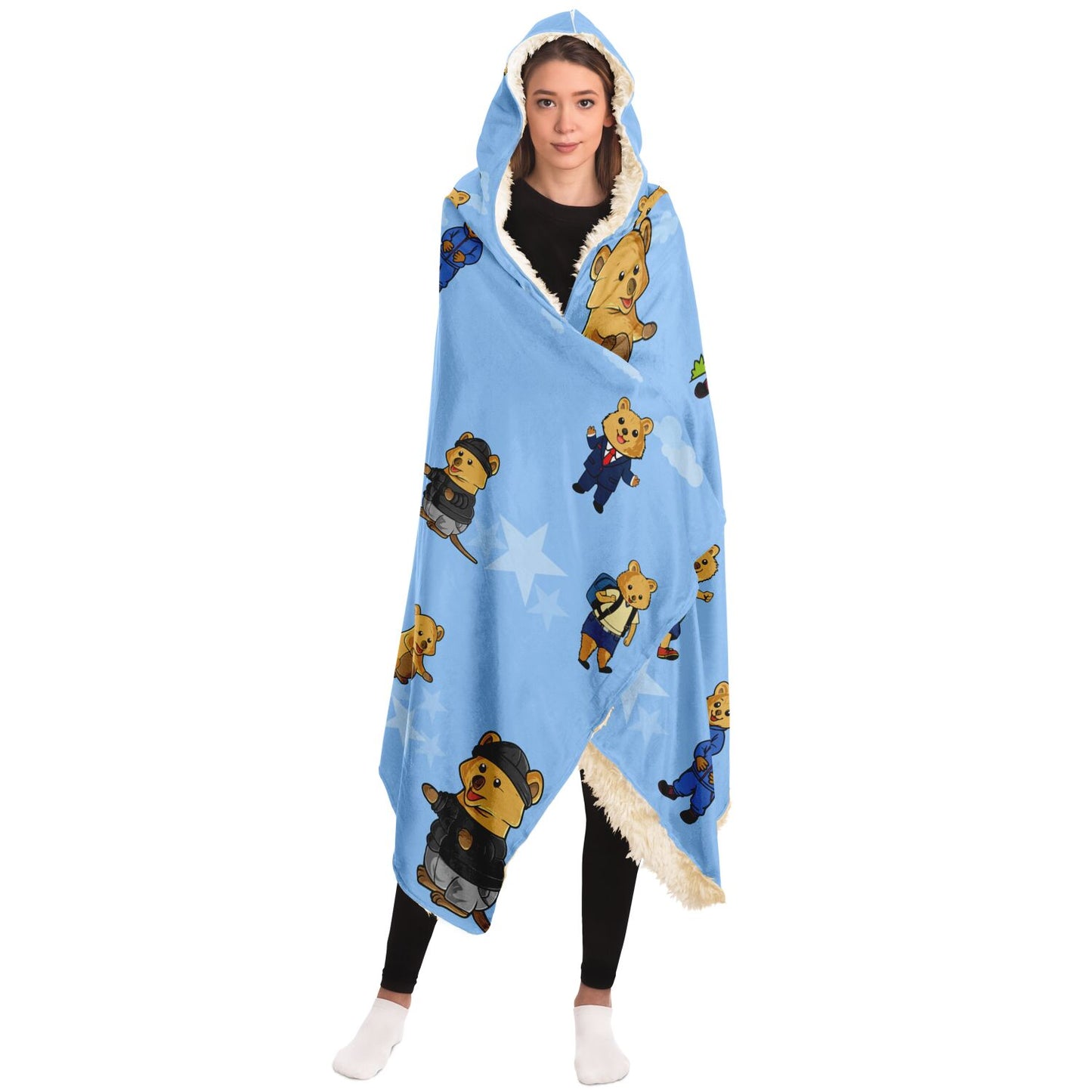 Hooded Blanket - AOP- Blue Unisex Blue