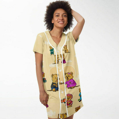 Ciji and Makenna's Playful Spirit Baseball Jersey Dress Yellow