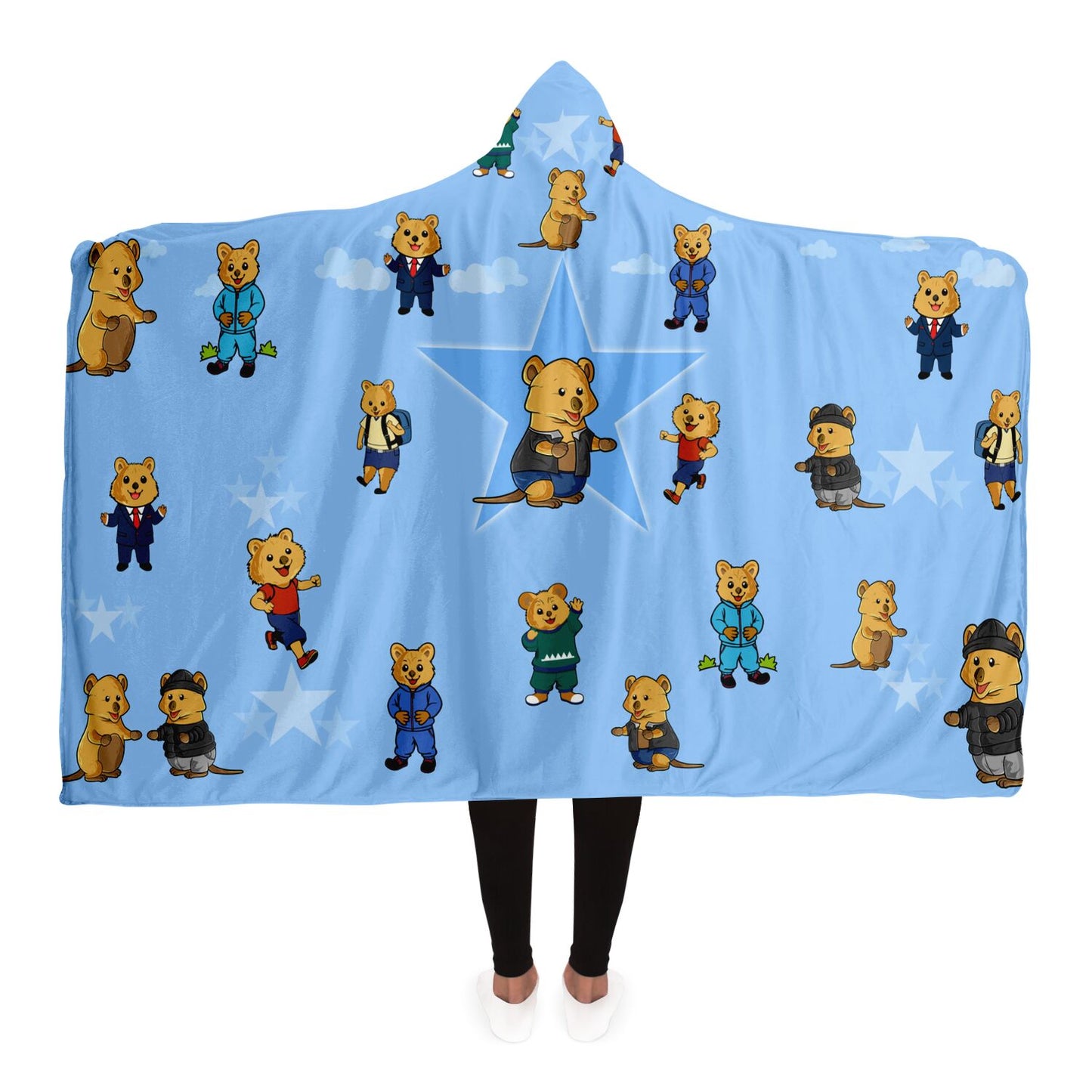 Hooded Blanket - AOP- Blue Unisex Blue