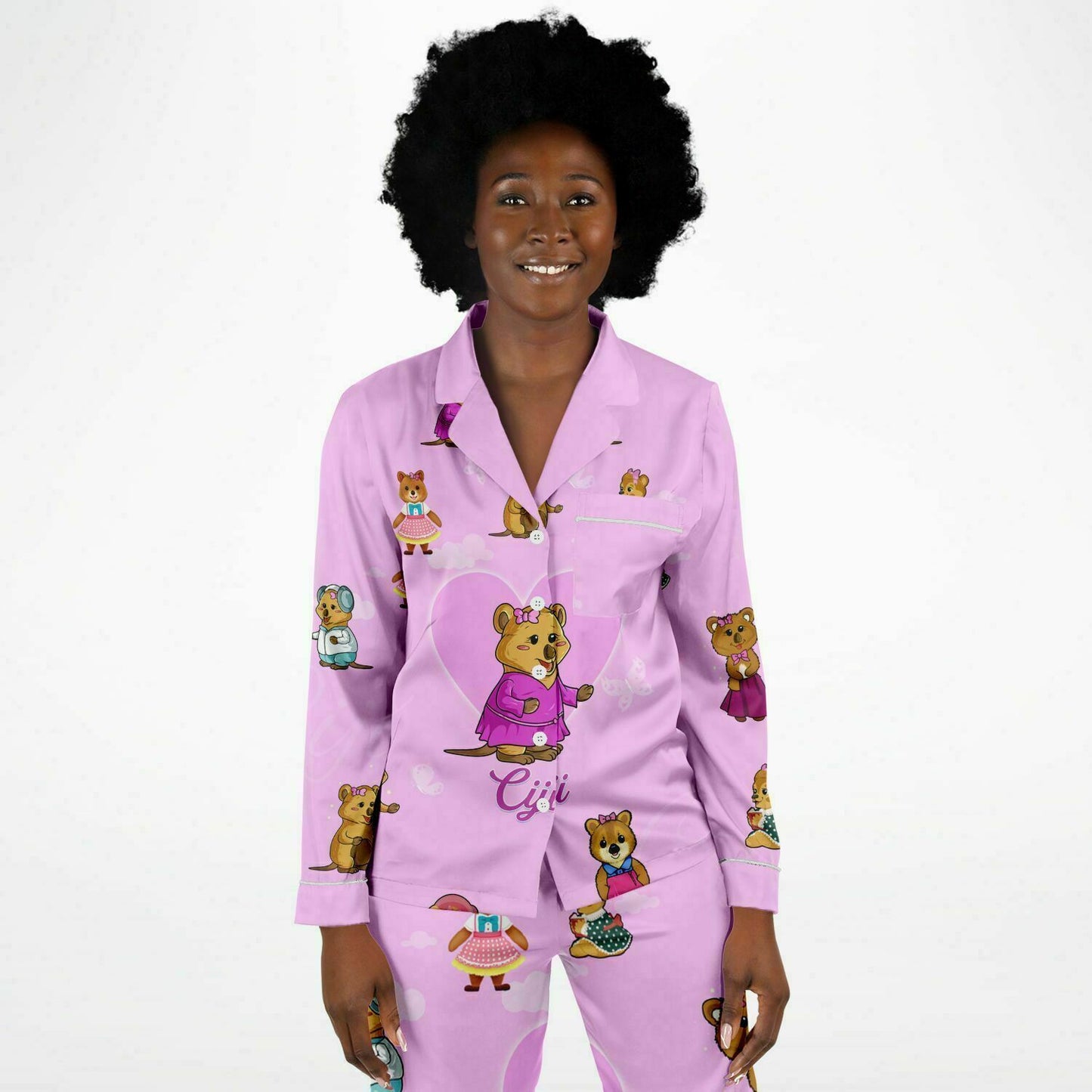 Ciji and Makenna's Joyful Dream Women's Satin Pajamas - Pink