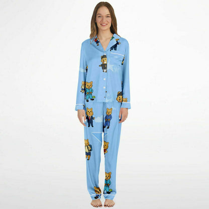 Ciji and Makenna's Joyful Dream Women's Satin Pajamas Blue