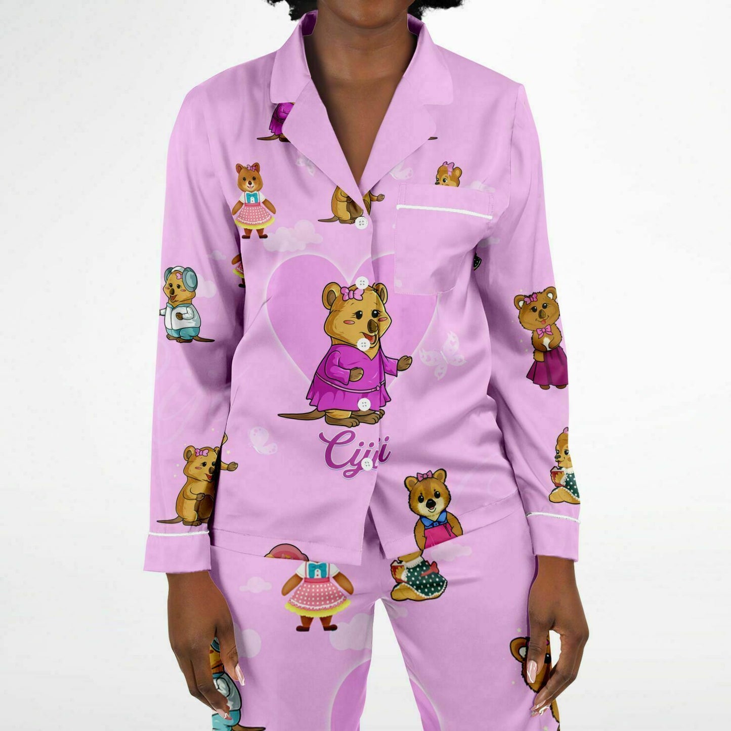 Ciji and Makenna's Joyful Dream Women's Satin Pajamas - Pink