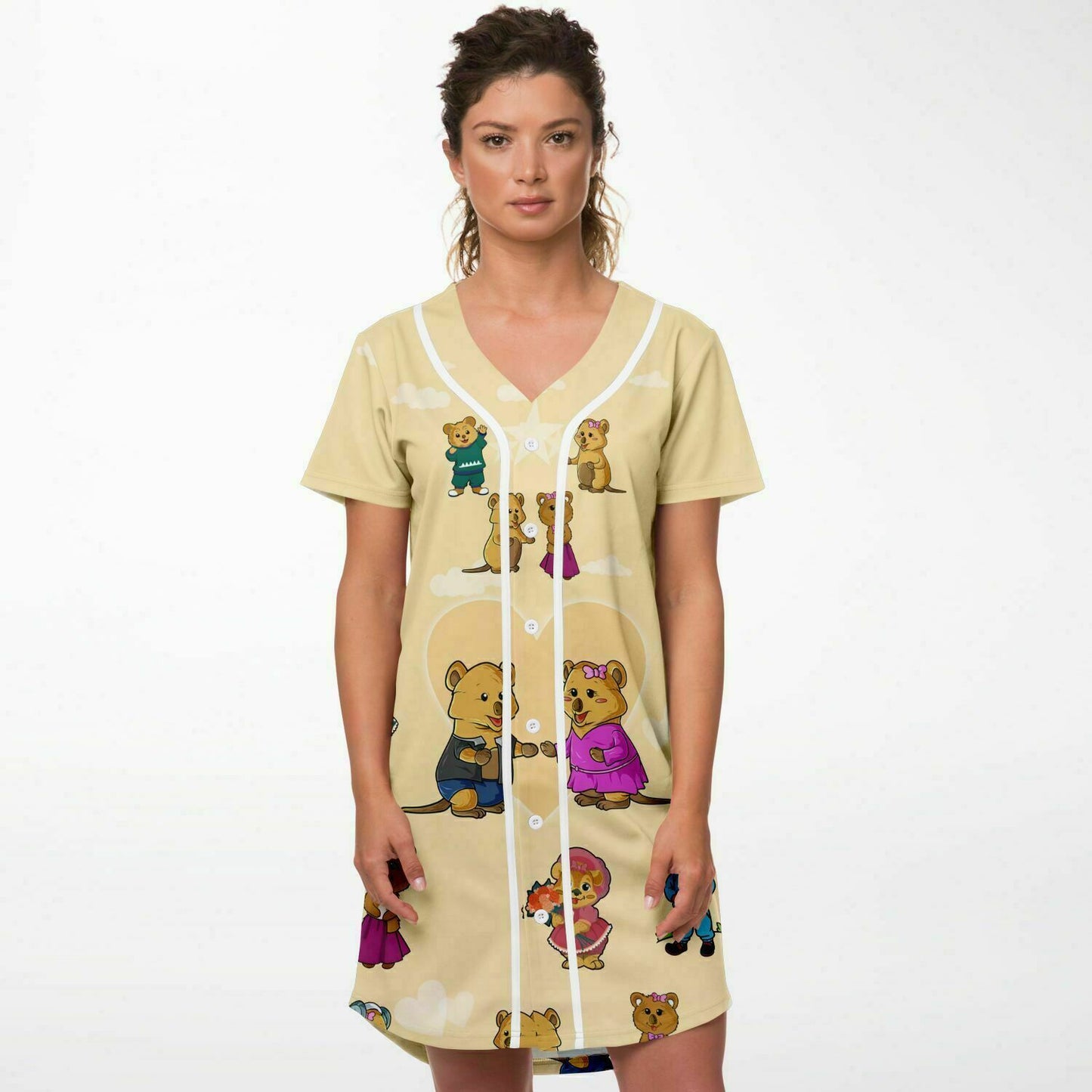 Ciji and Makenna's Playful Spirit Baseball Jersey Dress Yellow