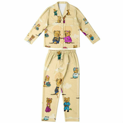 Ciji and Makenna's Joyful Dream Women's Satin Pajamas-Yellow