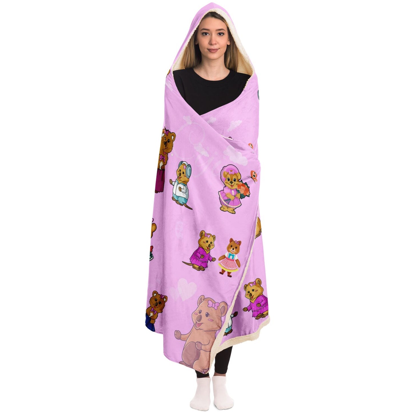 Hooded Blanket - AOP- Unisex Ciji's pink