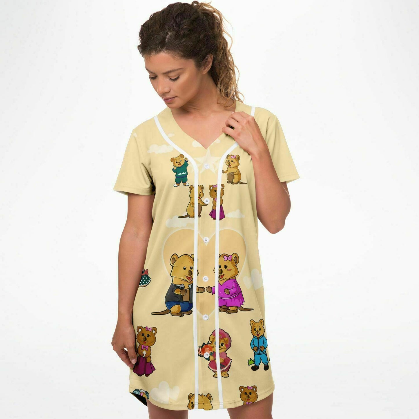 Ciji and Makenna's Playful Spirit Baseball Jersey Dress Yellow