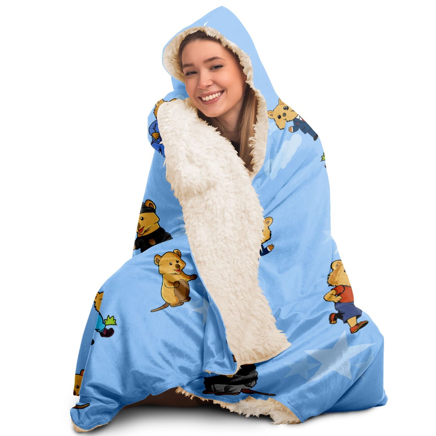 Hooded Blanket - AOP- Blue Unisex Blue