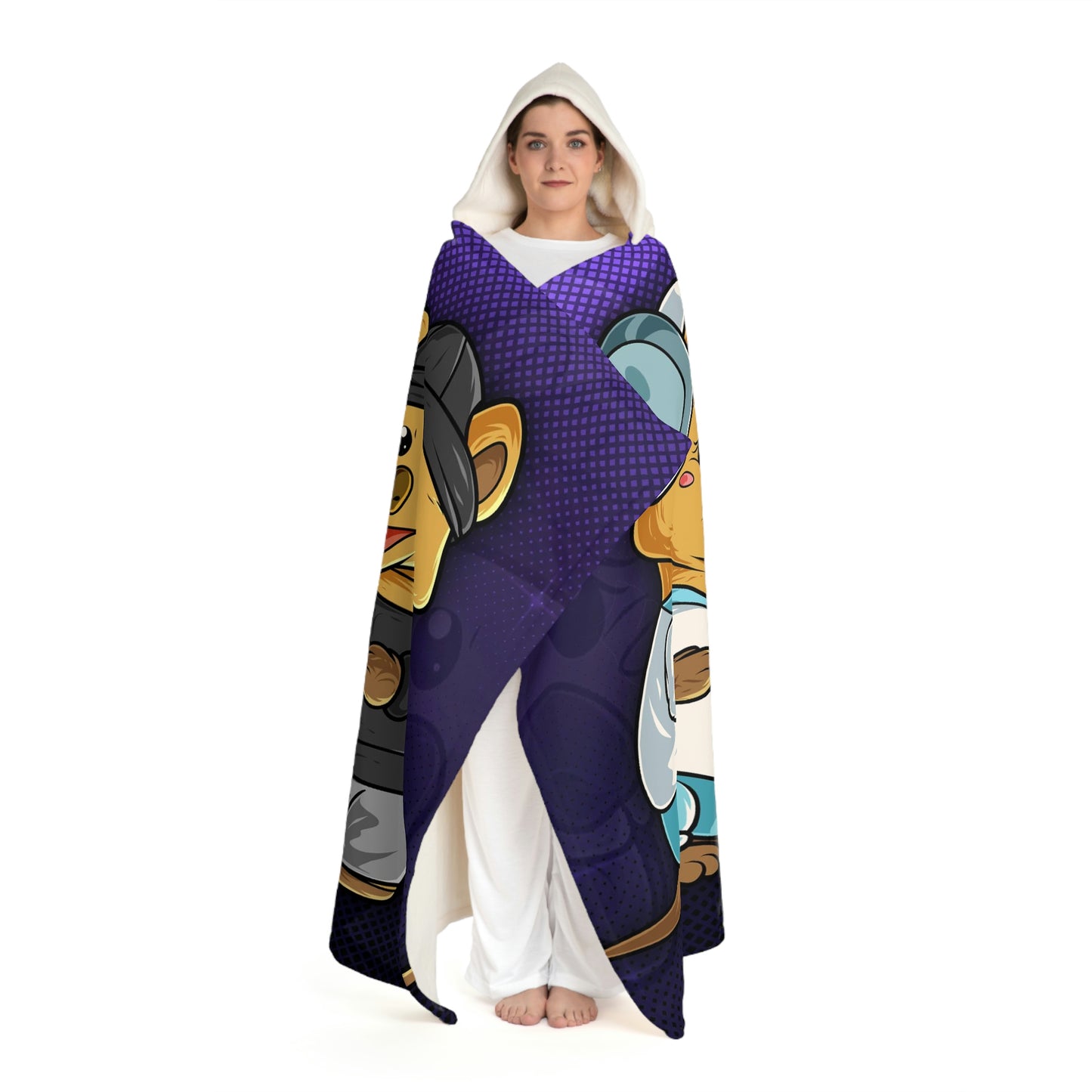 Ciji and Makenna Featured Hooded Sherpa Fleece Blanket